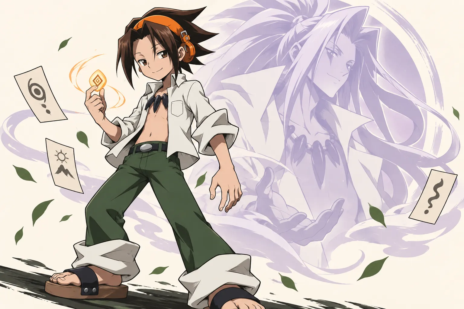 Original anime illustration: a shaman-like engineer studies a product map and evidence cards while a glowing control loop surrounds the scene, and a guardian checks the result with a warning for an unverified postcondition